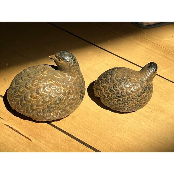 Set of 2 MCM Vintage OMC Ceramic Quail Partridge Japan. Mother and baby Decor - Picture 3 of 8
